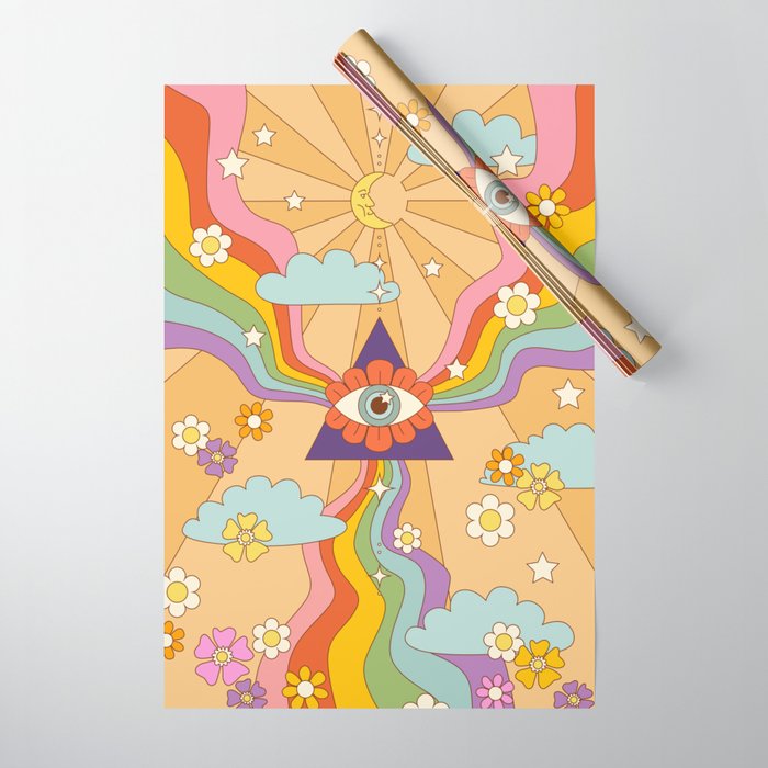 retro hippie boho rainbow print  Wrapping Paper