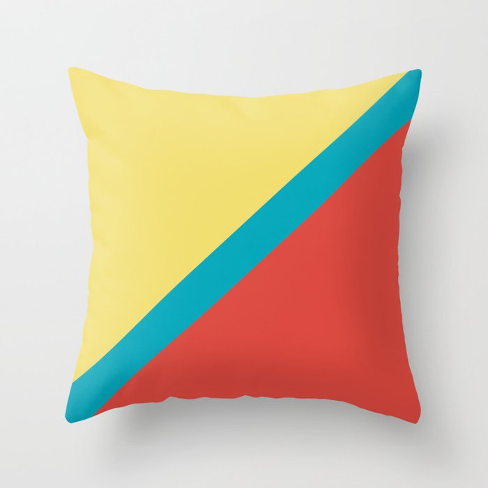 Blue-Green Yellow Red Diagonal Stripe Pattern V6 2021 Color of the Year AI Aqua 098-59-30 Throw Pillow