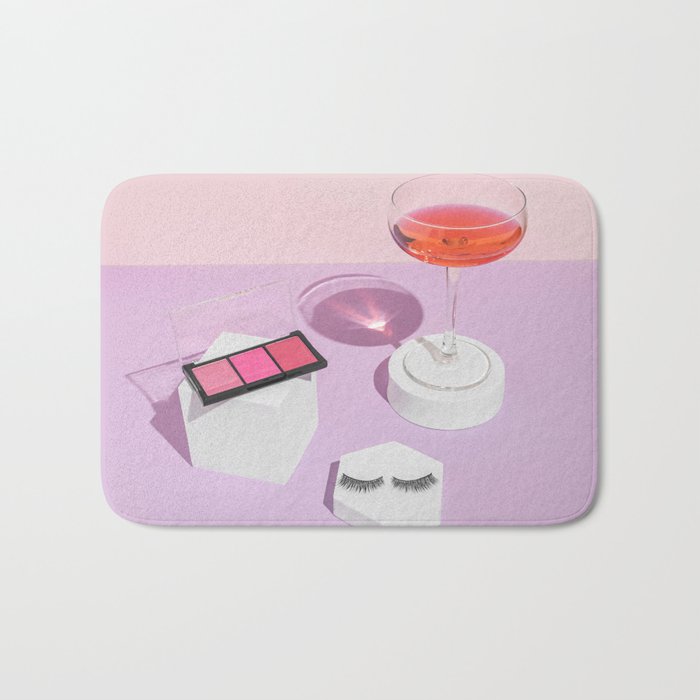 Pastel pink drink and make-up palette Bath Mat