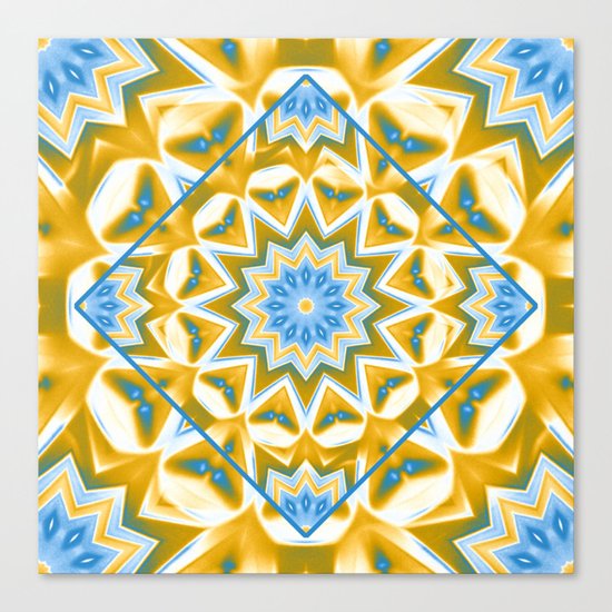 Wheel cover kaleidoscope in blue and gold Canvas Print
