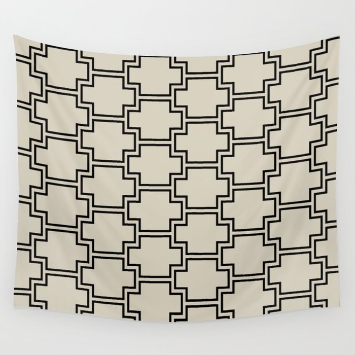 Black and Tan Tessellation Line Pattern 2 Pairs DE 2022 Popular Color Doric White DET641 Wall Tapestry