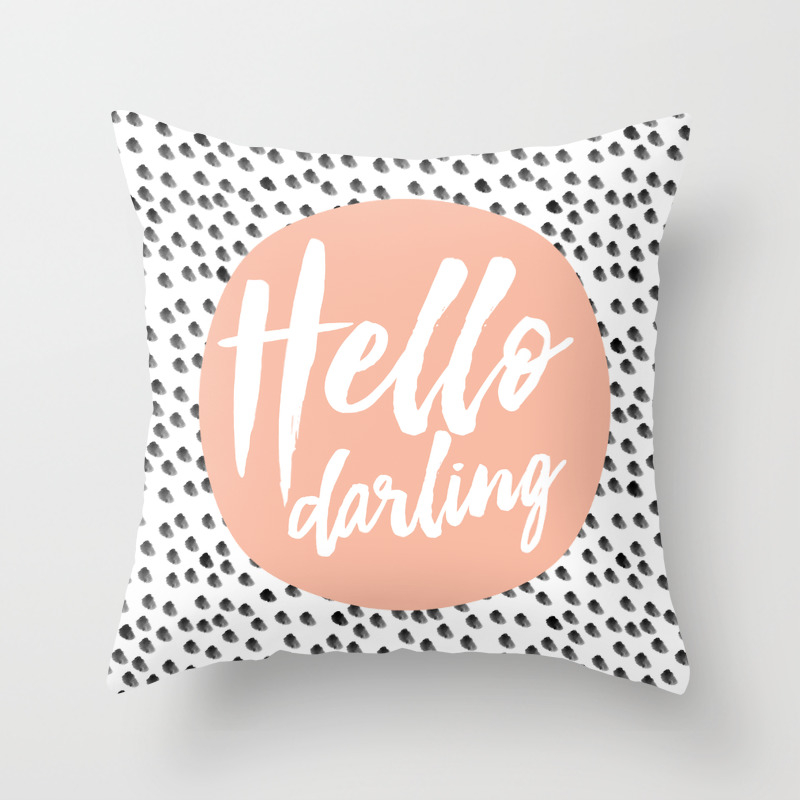 Hello Darling Spots Peach Orange Black And White Throw Pillow