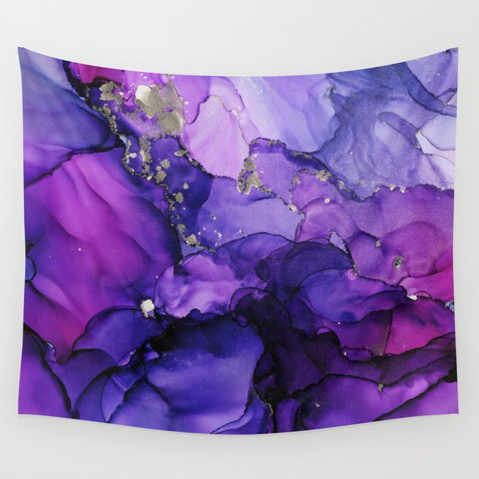 Violet Magenta Chrome - Abstract Ink Wall Tapestry