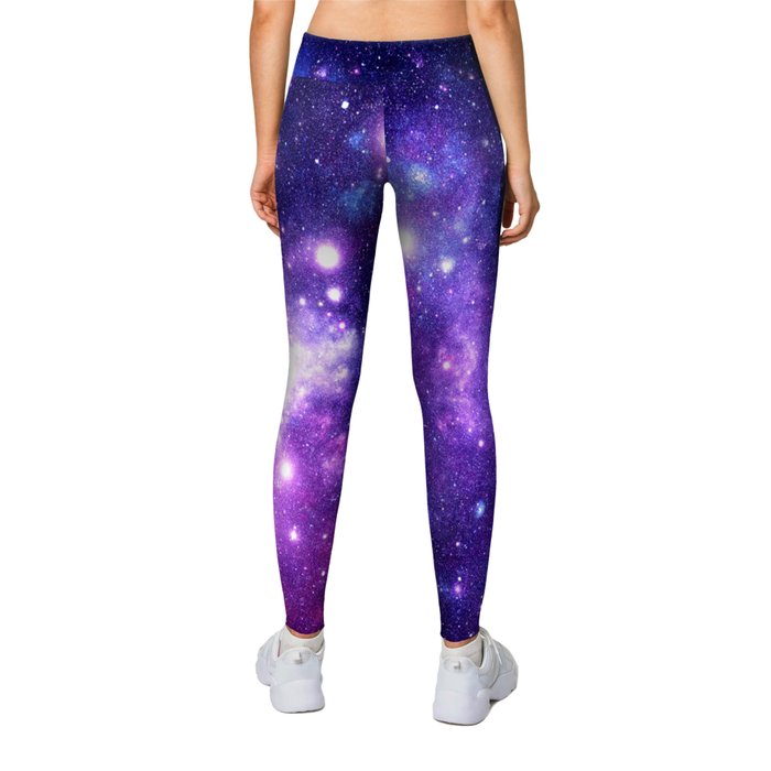 Galaxy Sparkle Stars Purple Periwinkle Blue Leggings by 2sweet4words  Designs