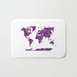lilac watercolor world map Bath Mat