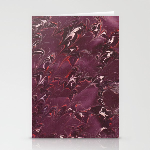 Space Bats Purple Red Marbling Stationery Cards