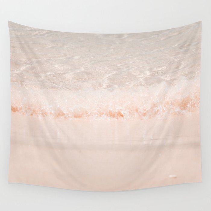 Ocean crashing waves - pastel pink beach - travel photography Wall Tapestry