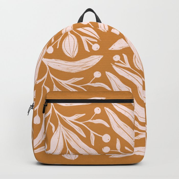 Modern minimalistic floral art on ochre Backpack