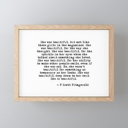 She was beautiful - Fitzgerald quote Framed Mini Art Print