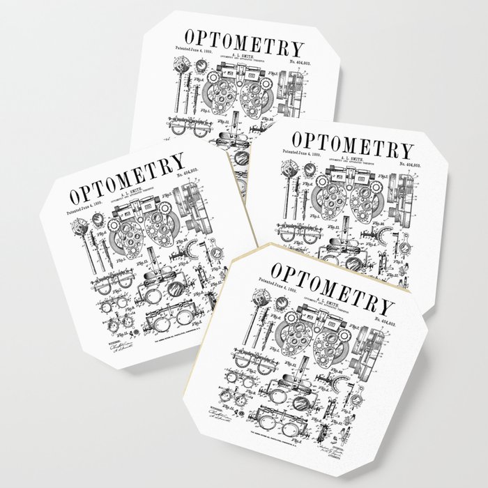 Optometrist Optometry Eye Doctor Tools Vintage Patent Print Coaster