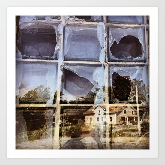 House Reflected in a Broken Window Art Print