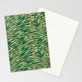 Green Gold Tiger Skin Print Stationery Card