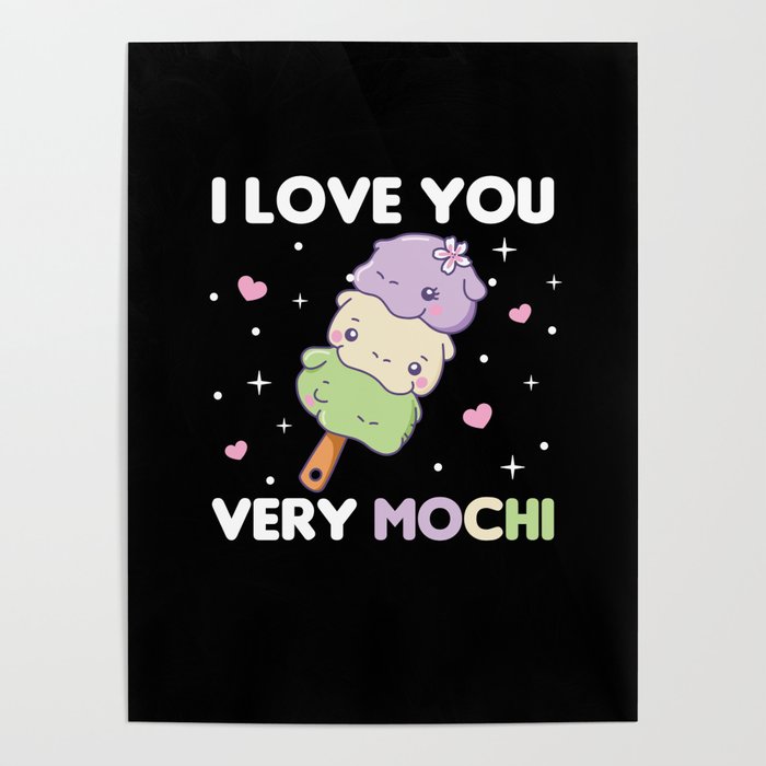 Funny Hippo Mochi Cute Kawaii Aesthetic Poster