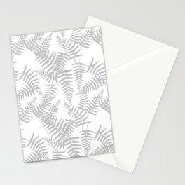Light Grey Silhouette Fern Leaves Pattern Stationery Card
