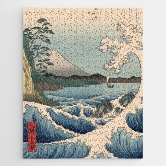 Crashing Waves Ukiyo Cross Stitch Pattern ,utagawa Hiroshige