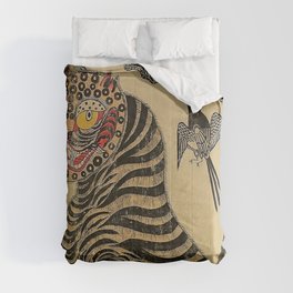 Striped Vintage Minhwa Tiger and Magpie Comforter