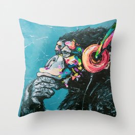 Melomonkey in blue Throw Pillow