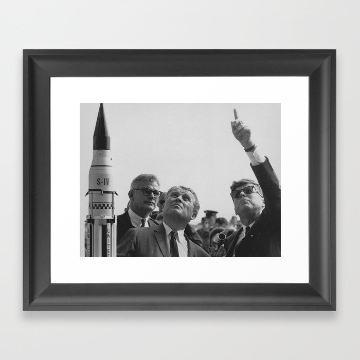 Von Braun and JFK Looking Towards The Sky Framed Art Print