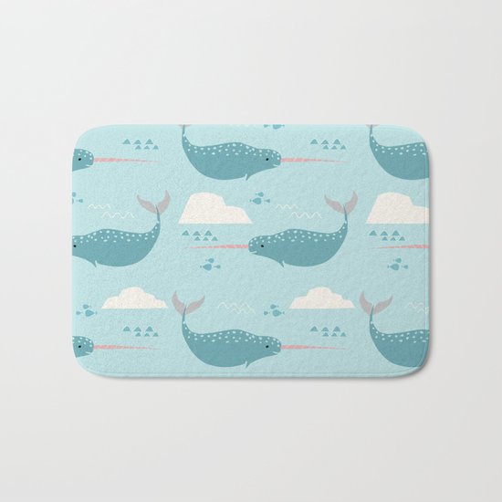 Narwhal blue Bath Mat