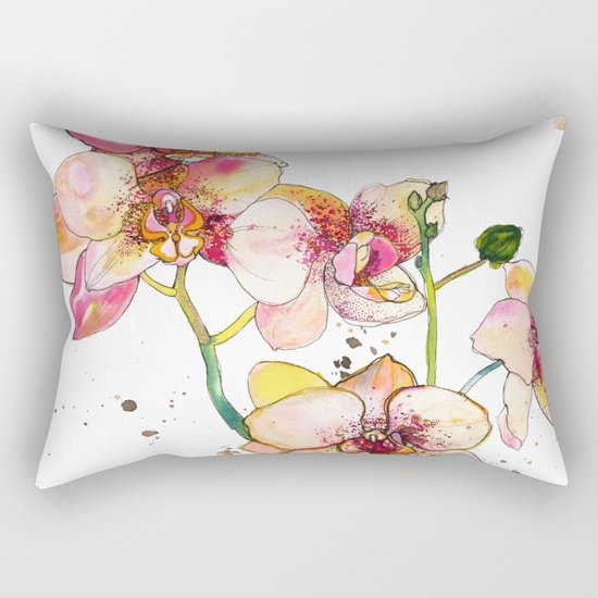 Pink Orchids Rectangular Pillow