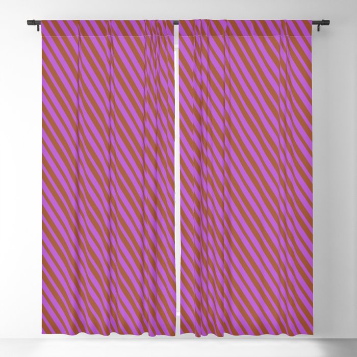 Orchid and Sienna Colored Lines/Stripes Pattern Blackout Curtain