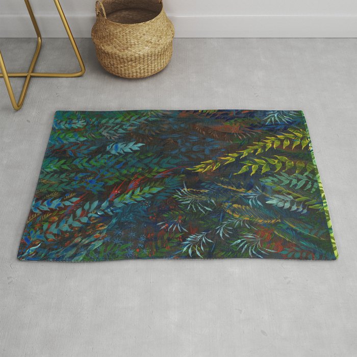 "Yellow Cascade Yellow leaves" Rug