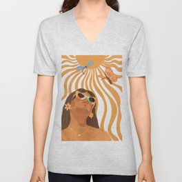 Sun woman V Neck T Shirt