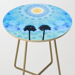 Beachy Palm Tree Mandala Art - Sunny Skies Side Table