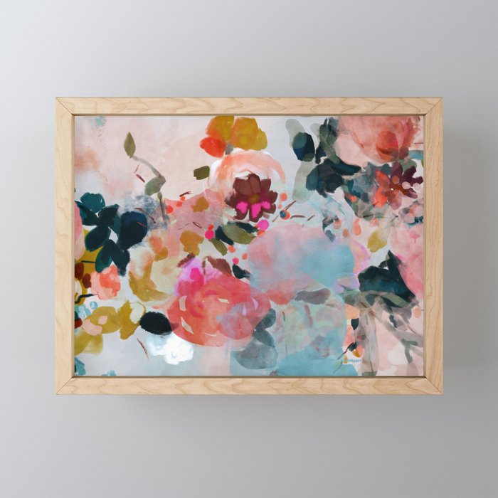 floral bloom abstract painting Framed Mini Art Print