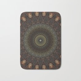 Ornamented mandala in green, red and brown tones Bath Mat | Digital, Modern, Decoration, Symbol, Figures, Nice, Pattern, Shape, Patterns, Round 