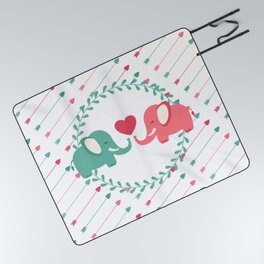 Elephant Love with Arrows Picnic Blanket