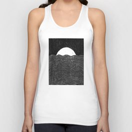 Full Moon Rising Behind Ocean Waves Tank Top