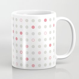 White Pink Mid Mod Flower Polka Dots Mug