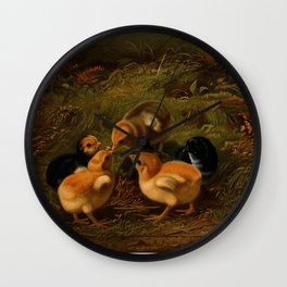 Baby Chicks Art Wall Clock