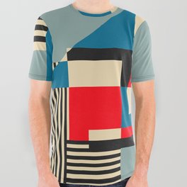 Piet Mondrian Inspired Modern Abstract Geometric Architecture All Over Graphic Tee