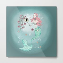 Spooky Mermaid Metal Print | Roses, Beauty, Pirate, Tail, Love, Sea, Pink, Queen, Pinkhair, Spooky 