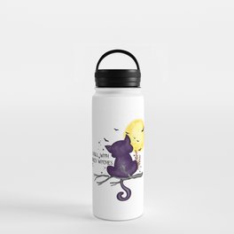 I roll with crazy witches halloween cat Water Bottle