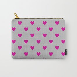 Sweet Hearts - magenta on gray Carry-All Pouch