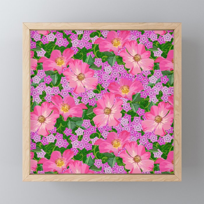 tossed flower garden Framed Mini Art Print