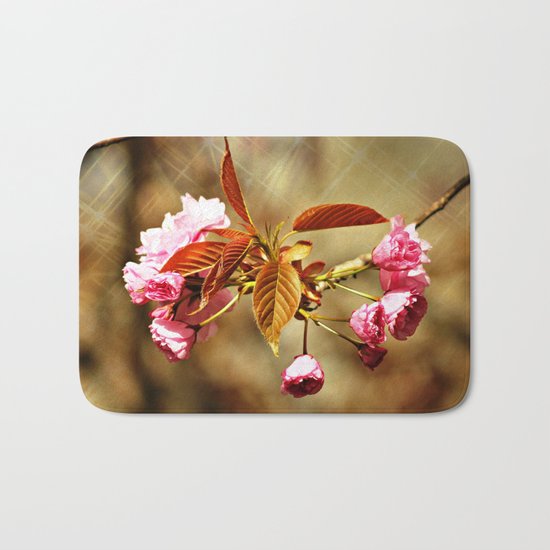 Vintage Cherry Blossoms Bath Mat