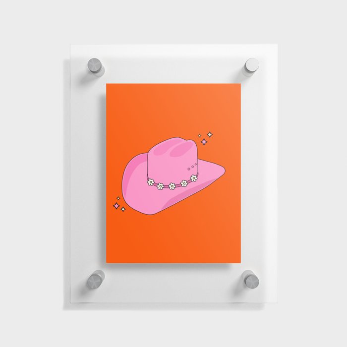 Cowboy Hat Print Orange And Pink Preppy Aesthetic Modern Decor Floating Acrylic Print
