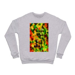 geometric pixel square pattern abstract background in green yellow brown Crewneck Sweatshirt
