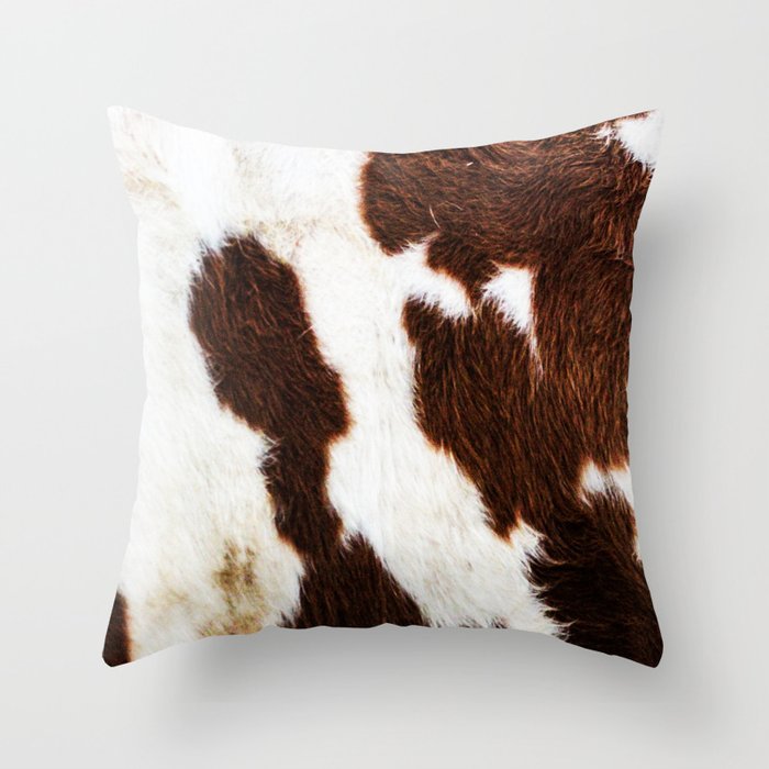 Cowhide Brown Spots Throw Pillow