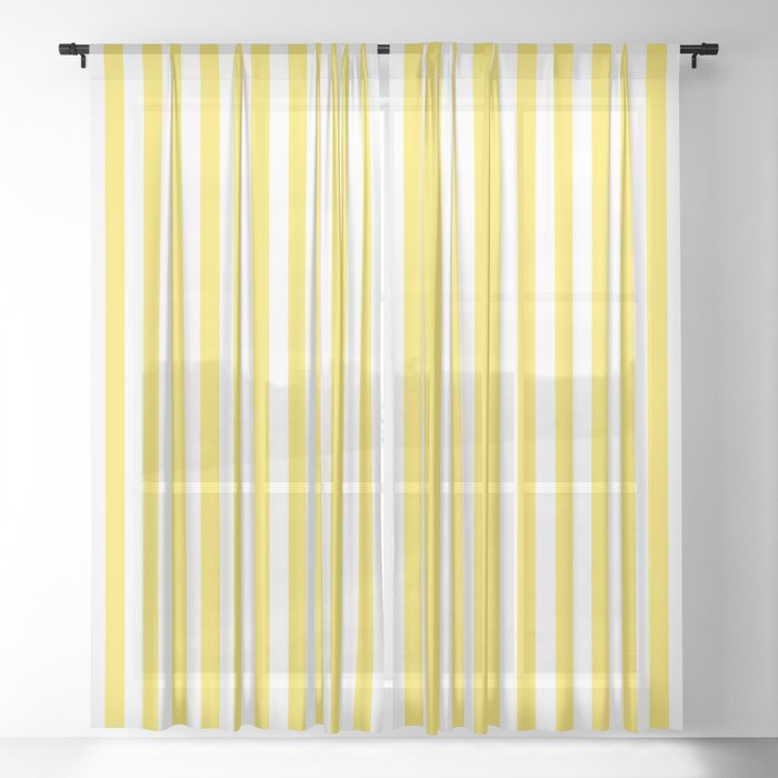 Perfect stripes Illuminating Yellow White small Sheer Curtain