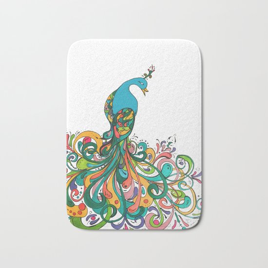 peacock for autumn Bath Mat