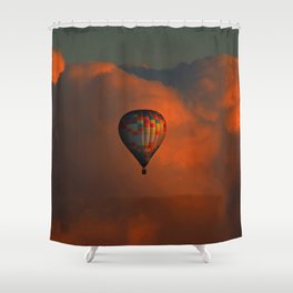 Balloon flight at sunset Shower Curtain