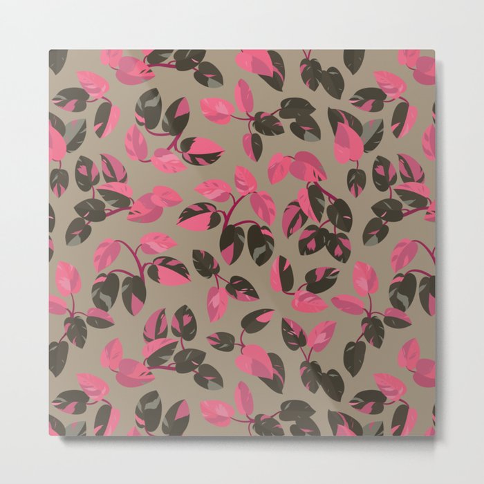 Philodendron Pink Princess Rare Tropical Houseplant Pattern Metal Print