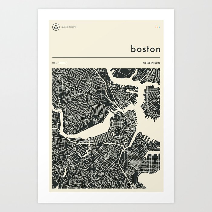 BOSTON MAP Art Print