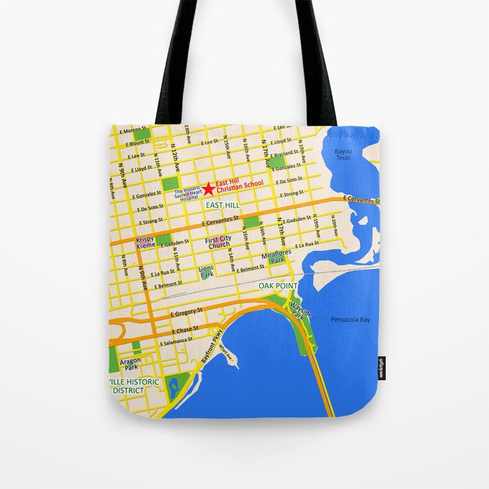 Map of Pensacola, FL - East Hill Christian School Tote Bag