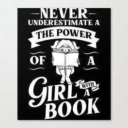 Book Girl Reading Women Bookworm Librarian Reader Canvas Print